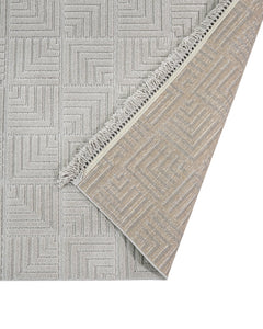 Grey Geometric Area Rug – Machine Made Polyester Rug With 7 mm Pile Height