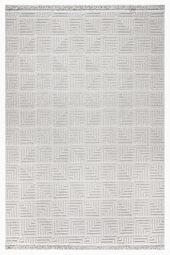 Grey Geometric Area Rug – Machine Made Polyester Rug With 7 mm Pile Height