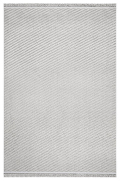 Grey Striped Area Rug - Machine Made Rug with 7 mm Pile Height & Overlock Edge