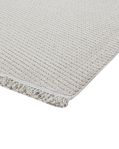 Grey Striped Area Rug - Machine Made Rug with 7 mm Pile Height & Overlock Edge