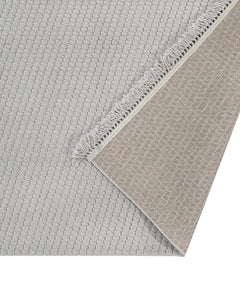 Grey Striped Area Rug - Machine Made Rug with 7 mm Pile Height & Overlock Edge