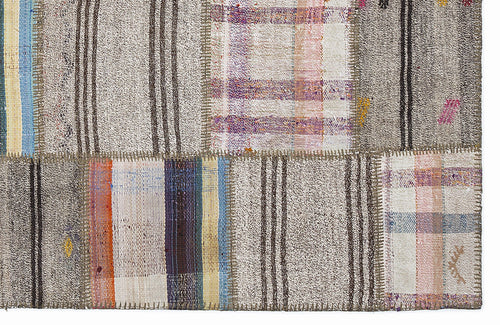 Teselya 1063 Beige Striped Wool Handmade Area Rug 5'3" x 7'7"