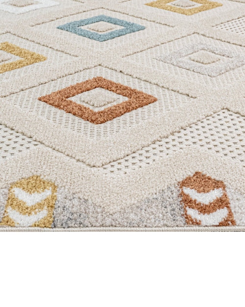 Geometric Area Rug - Machine Made Polyester Rug with 7 mm Pile & Fringed Edge