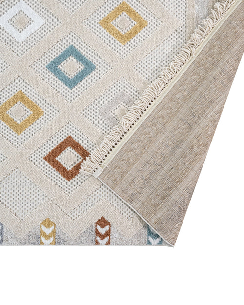 Geometric Area Rug - Machine Made Polyester Rug with 7 mm Pile & Fringed Edge