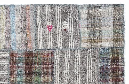 Teselya 1064 Brown Striped Wool Handmade Area Rug 5'3" x 7'7"