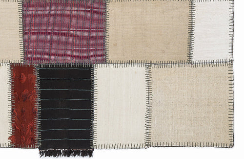 Teselya 1065 Multy Patchwork Wool Handmade Area Rug 5'3" x 7'7"