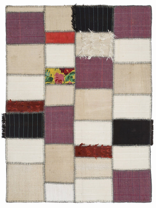 Teselya 1065 Multy Patchwork Wool Handmade Area Rug 5'3" x 7'7"