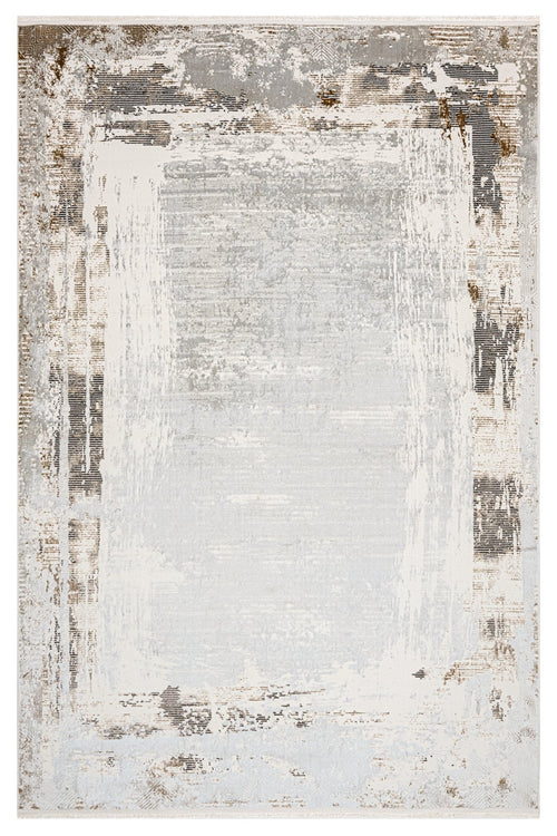 Microfiber Area Rug – Luxess Beige Frame Machine Made Rug With Cotton Base