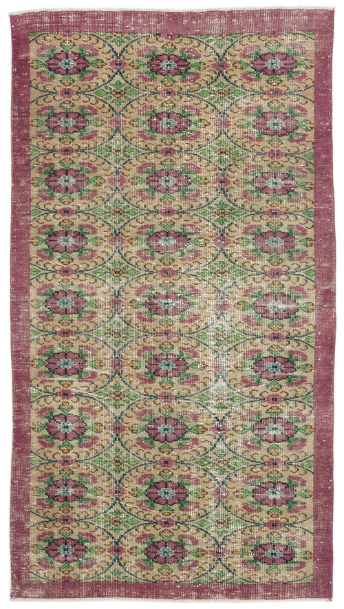 Atina Beige Vintage Wool Handmade Area Rug 4'8" x 8'9"