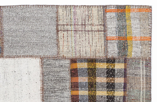 Teselya 1067 Brown Striped Wool Handmade Area Rug 5'3" x 7'7"
