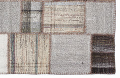 Teselya 1067 Brown Striped Wool Handmade Area Rug 5'3" x 7'7"