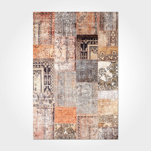 Patchwork Area Rug – Washable Non Slip Chenille Cotton Carpet with Modern Design