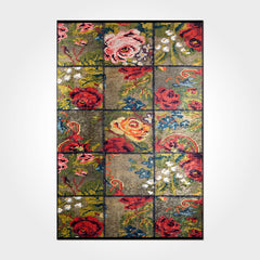 Patchwork Chenille Rug - Washable Non Slip Brown Cotton Area Rug with Soft Texture