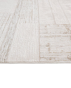 Beige Striped Area Rug – Machine Made Rug with 8mm Pile Height & Overlock Edge