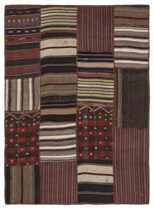 Teselya 1070 Brown Vintage Wool Handmade Area Rug 5'3" x 7'7"