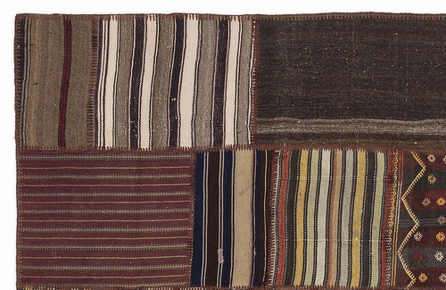Teselya 1070 Brown Vintage Wool Handmade Area Rug 5'3" x 7'7"