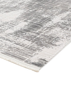 Grey Striped Area Rug - Machine Made Rug with 8 mm Pile Height, Soft Touch Acrylic Fiber