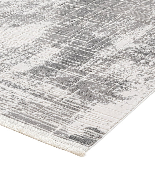Grey Striped Area Rug - Machine Made Rug with 8 mm Pile Height, Soft Touch Acrylic Fiber