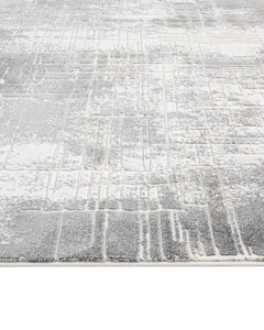 Grey Striped Area Rug - Machine Made Rug with 8 mm Pile Height, Soft Touch Acrylic Fiber