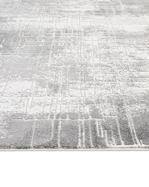 Grey Striped Area Rug - Machine Made Rug with 8 mm Pile Height, Soft Touch Acrylic Fiber