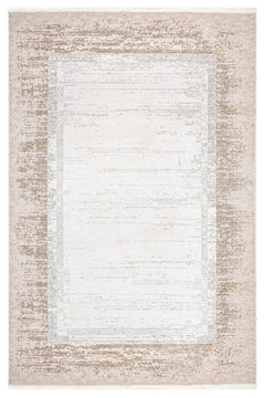 Beige Area Rug – Machine Made Rug with Framed Pattern and 8 mm Pile Height