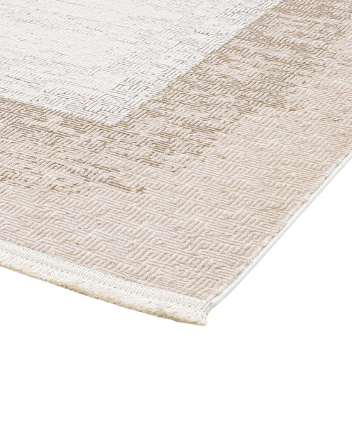 Beige Area Rug – Machine Made Rug with Framed Pattern and 8 mm Pile Height