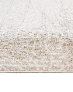 Beige Area Rug – Machine Made Rug with Framed Pattern and 8 mm Pile Height