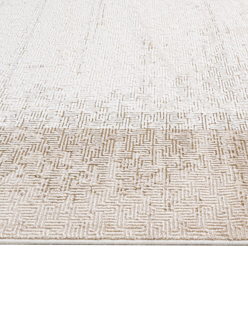 Beige Area Rug – Machine Made Rug with Framed Pattern and 8 mm Pile Height