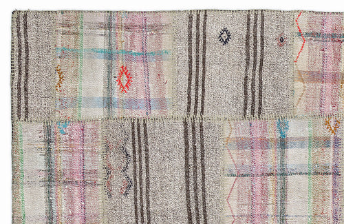 Teselya 1072 Beige Striped Wool Handmade Area Rug 5'3" x 7'7"