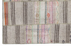 Teselya 1072 Beige Striped Wool Handmade Area Rug 5'3" x 7'7"