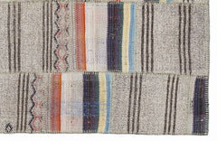 Teselya 1072 Beige Striped Wool Handmade Area Rug 5'3" x 7'7"