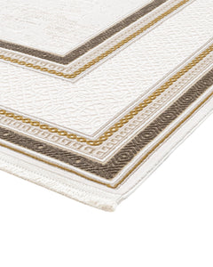 Beige Area Rug – Machine Made Rug with Framed Pattern & 8mm Pile Height