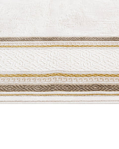 Beige Area Rug – Machine Made Rug with Framed Pattern & 8mm Pile Height