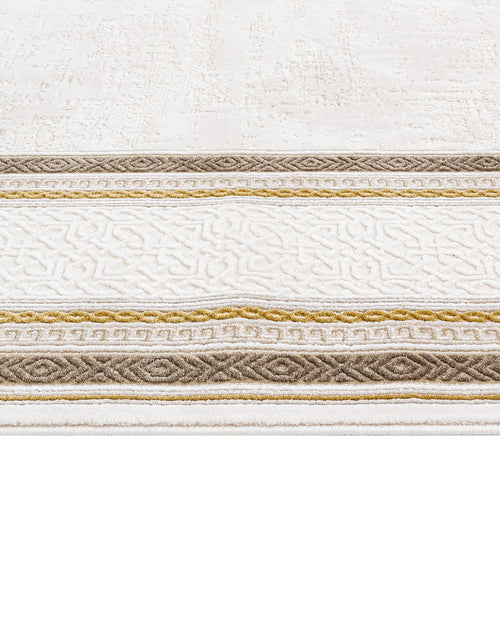 Beige Area Rug – Machine Made Rug with Framed Pattern & 8mm Pile Height