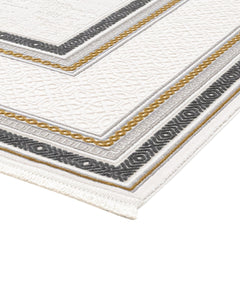 Grey Area Rug - Machine Made Rug with Framed Pattern | Soft Touch Acrylic, 8mm Pile Height