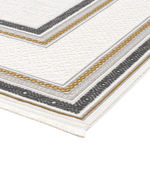 Grey Area Rug - Machine Made Rug with Framed Pattern | Soft Touch Acrylic, 8mm Pile Height