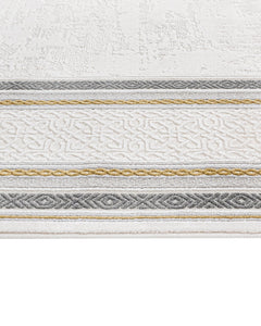 Grey Area Rug - Machine Made Rug with Framed Pattern | Soft Touch Acrylic, 8mm Pile Height