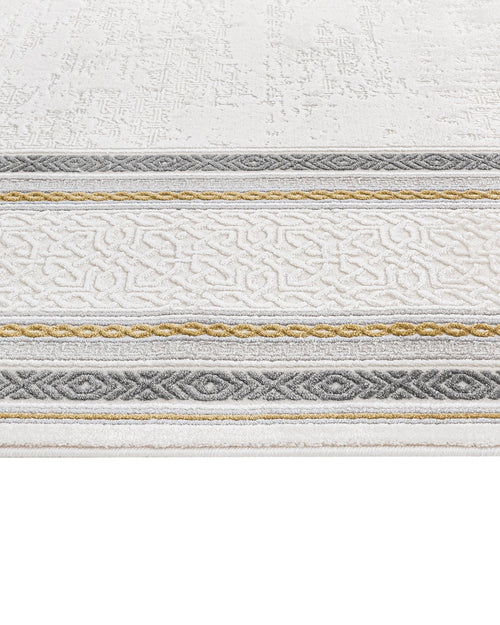 Grey Area Rug - Machine Made Rug with Framed Pattern | Soft Touch Acrylic, 8mm Pile Height