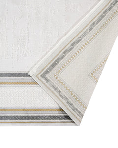 Grey Area Rug - Machine Made Rug with Framed Pattern | Soft Touch Acrylic, 8mm Pile Height