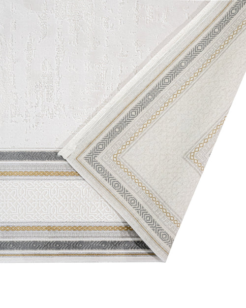 Grey Area Rug - Machine Made Rug with Framed Pattern | Soft Touch Acrylic, 8mm Pile Height