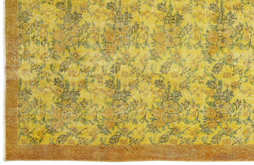 Atina Yellow Vintage Wool Handmade Area Rug 3'8" x 6'8"