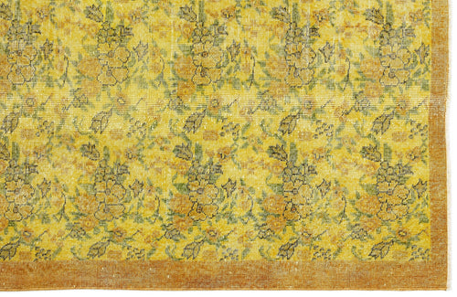 Atina Yellow Vintage Wool Handmade Area Rug 3'8" x 6'8"