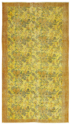 Atina Yellow Vintage Wool Handmade Area Rug 3'8" x 6'8"