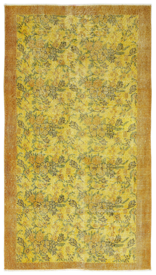 Atina Yellow Vintage Wool Handmade Area Rug 3'8" x 6'8"