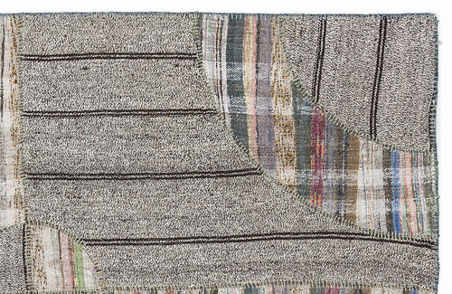 Teselya 1073 Brown Striped Wool Handmade Area Rug 5'3" x 7'7"