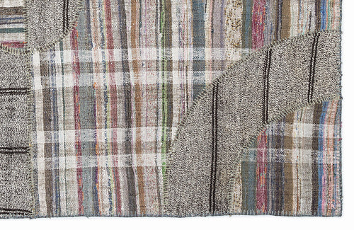 Teselya 1073 Brown Striped Wool Handmade Area Rug 5'3" x 7'7"