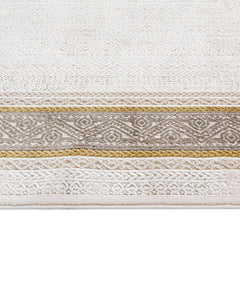 Beige Area Rug – Machine Made Rug with Framed Pattern, 8 mm Pile Height