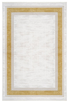 Gold Frame Area Rug – Machine Made Rug with Soft Touch Acrylic Yarn, 8 mm Pile Height