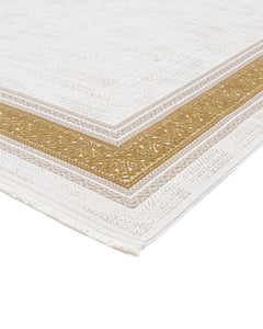 Gold Frame Area Rug – Machine Made Rug with Soft Touch Acrylic Yarn, 8 mm Pile Height