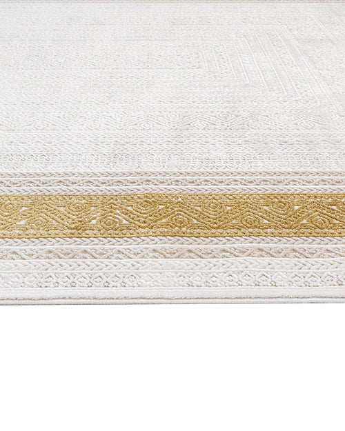 Gold Frame Area Rug – Machine Made Rug with Soft Touch Acrylic Yarn, 8 mm Pile Height